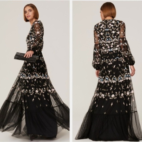 Mac Duggal EMBROIDERED BLOUSON SLEEVE GOWN size 6 $798 Anthropologie - Picture 1 of 15